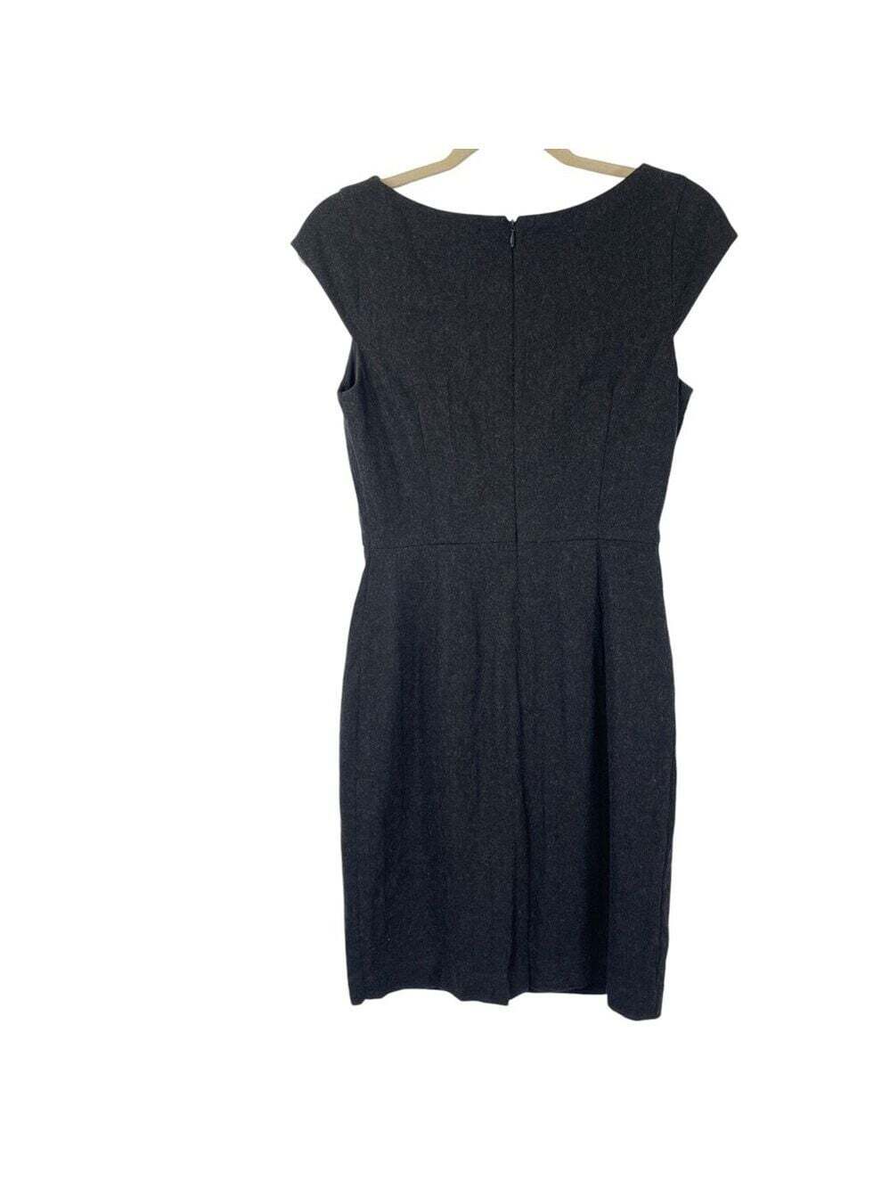 Anthropologie PIM + LARKIN Grey Wool Dress Small Fit and Flare Cap Sleeve MIDI - Picture 8 of 16